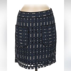 Loft Elegant Black and White Patterned Skirt size 6